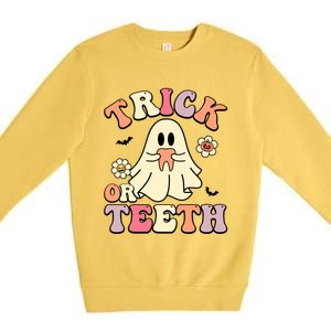 Trick Or Teeth Funny Dental Halloween Dentist Costume Great Gift Premium Crewneck Sweatshirt