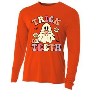 Trick Or Teeth Funny Dental Halloween Dentist Costume Great Gift Cooling Performance Long Sleeve Crew