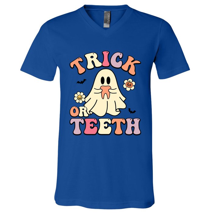 Trick Or Teeth Funny Dental Halloween Dentist Costume Great Gift V-Neck T-Shirt