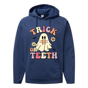 Trick Or Teeth Funny Dental Halloween Dentist Costume Great Gift Performance Fleece Hoodie