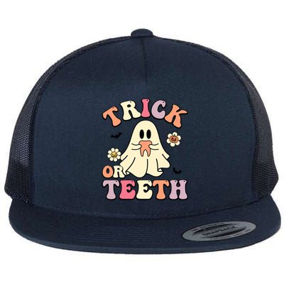 Trick Or Teeth Funny Dental Halloween Dentist Costume Great Gift Flat Bill Trucker Hat