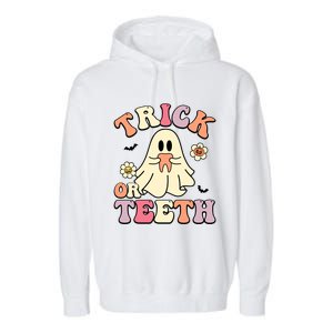 Trick Or Teeth Funny Dental Halloween Dentist Costume Great Gift Garment-Dyed Fleece Hoodie