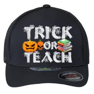 Trick Or Teach Funny Teacher Halloween Pumpkin Costume Flexfit Unipanel Trucker Cap