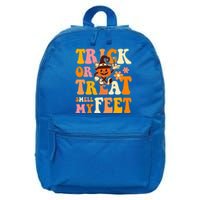 Trick Or Treat Smell My Feet Groovy Retro Halloween Pumpkin Gift 16 in Basic Backpack