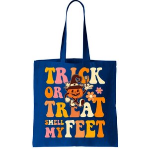 Trick Or Treat Smell My Feet Groovy Retro Halloween Pumpkin Gift Tote Bag