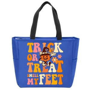 Trick Or Treat Smell My Feet Groovy Retro Halloween Pumpkin Gift Zip Tote Bag