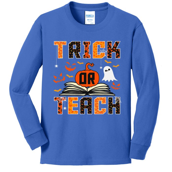 Trick Or Teach Retro Halloween Teacher Costume Kids Long Sleeve Shirt