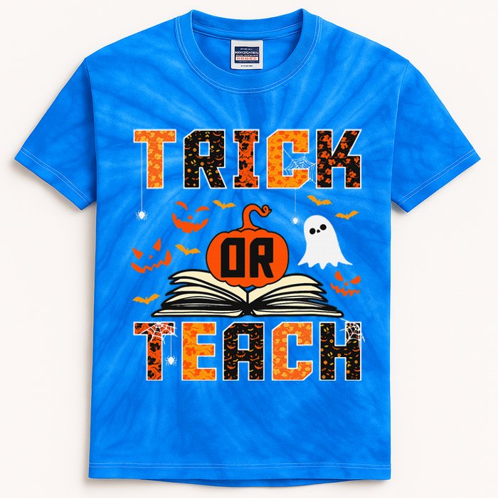 Trick Or Teach Retro Halloween Teacher Costume Kids Tie-Dye T-Shirt