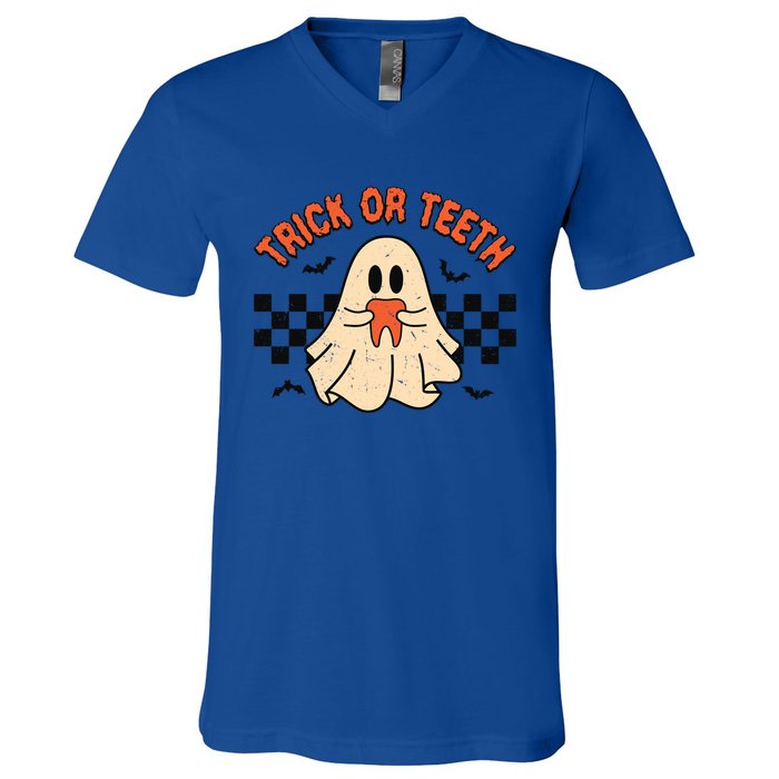 Trick Or Teeth Funny Dental Halloween Dentist Costume Great Gift V-Neck T-Shirt