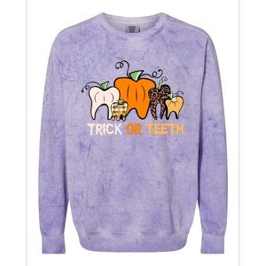 Trick Or Teeth Funny Dental Halloween Treat Dentist Meaningful Gift Colorblast Crewneck Sweatshirt