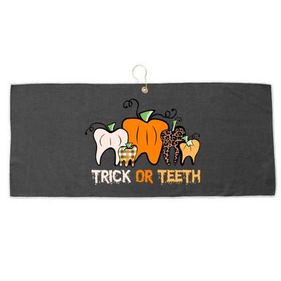 Trick Or Teeth Funny Dental Halloween Treat Dentist Meaningful Gift Large Microfiber Waffle Golf Towel