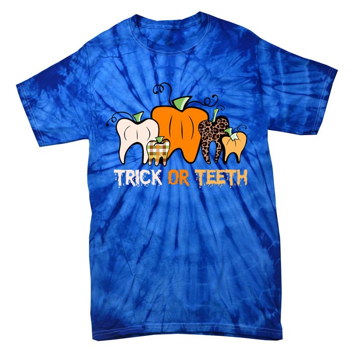 Trick Or Teeth Funny Dental Halloween Treat Dentist Meaningful Gift Tie-Dye T-Shirt