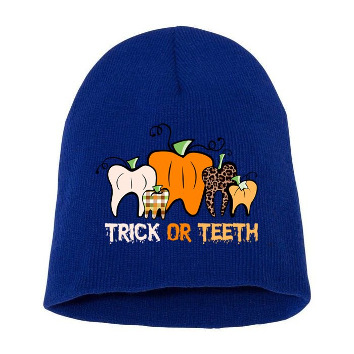 Trick Or Teeth Funny Dental Halloween Treat Dentist Meaningful Gift Short Acrylic Beanie