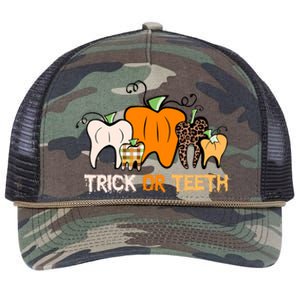 Trick Or Teeth Funny Dental Halloween Treat Dentist Meaningful Gift Retro Rope Trucker Hat Cap