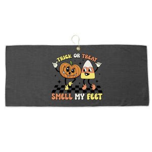 Trick Or Treat Smell My Feet Pumpkin Halloween Gift Large Microfiber Waffle Golf Towel