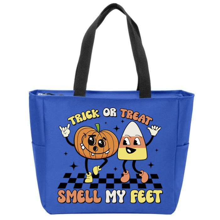 Trick Or Treat Smell My Feet Pumpkin Halloween Gift Zip Tote Bag