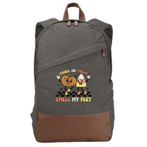 Trick Or Treat Smell My Feet Pumpkin Halloween Gift Cotton Canvas Backpack