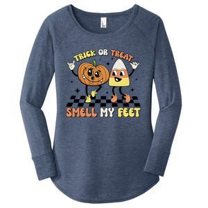 Trick Or Treat Smell My Feet Pumpkin Halloween Gift Women's Perfect Tri Tunic Long Sleeve Shirt