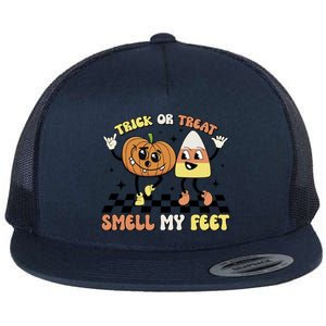 Trick Or Treat Smell My Feet Pumpkin Halloween Gift Flat Bill Trucker Hat