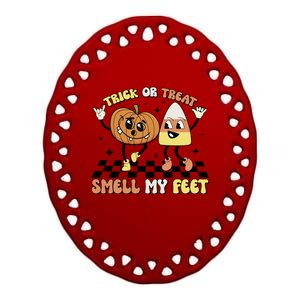 Trick Or Treat Smell My Feet Pumpkin Halloween Gift Ceramic Oval Ornament