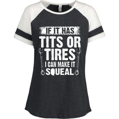 Tits Or Tires I Can Make It Squeal Enza Ladies Jersey Colorblock Tee