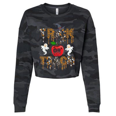 Trick or Teach Teacher Halloween Costume Shirt Cropped Pullover Crew