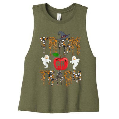 Trick or Teach Teacher Halloween Costume Shirt Women's Racerback Cropped Tank