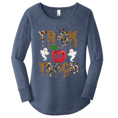 Trick or Teach Teacher Halloween Costume Shirt Women's Perfect Tri Tunic Long Sleeve Shirt