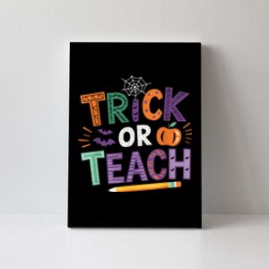 Trick Or Teach Halloween Retro Pumpkin Teacher Canvas