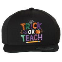 Trick Or Teach Halloween Retro Pumpkin Teacher Wool Snapback Cap