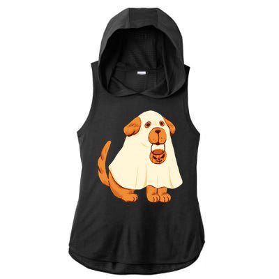 Trick Or Treat Dog Cute Halloween Ladies PosiCharge Tri-Blend Wicking Draft Hoodie Tank