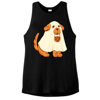 Trick Or Treat Dog Cute Halloween Ladies PosiCharge Tri-Blend Wicking Tank