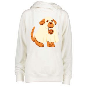 Trick Or Treat Dog Cute Halloween Womens Funnel Neck Pullover Hood