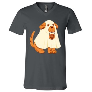 Trick Or Treat Dog Cute Halloween V-Neck T-Shirt