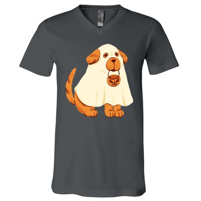 Trick Or Treat Dog Cute Halloween V-Neck T-Shirt