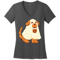 Trick Or Treat Dog Cute Halloween Women's V-Neck T-Shirt