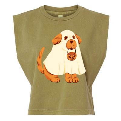 Trick Or Treat Dog Cute Halloween Garment-Dyed Women's Muscle Tee