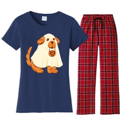 Trick Or Treat Dog Cute Halloween Women's Flannel Pajama Set