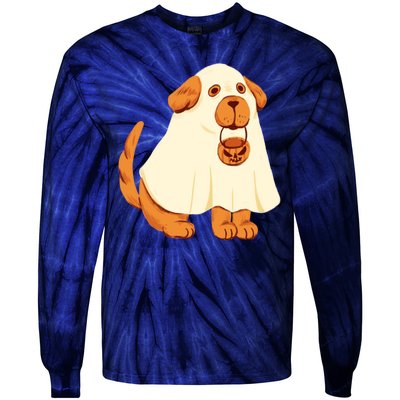 Trick Or Treat Dog Cute Halloween Tie-Dye Long Sleeve Shirt