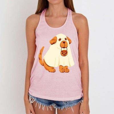 Trick Or Treat Dog Cute Halloween Women's Knotted Racerback Tank