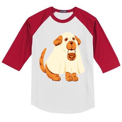 Trick Or Treat Dog Cute Halloween Kids Colorblock Raglan Jersey