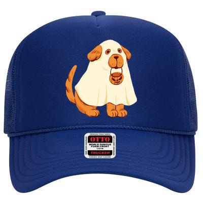 Trick Or Treat Dog Cute Halloween High Crown Mesh Back Trucker Hat