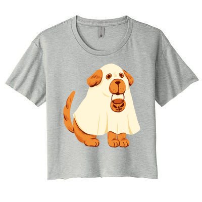 Trick Or Treat Dog Cute Halloween Women's Crop Top Tee