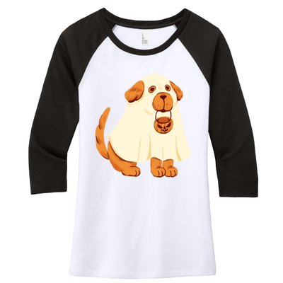 Trick Or Treat Dog Cute Halloween Women's Tri-Blend 3/4-Sleeve Raglan Shirt