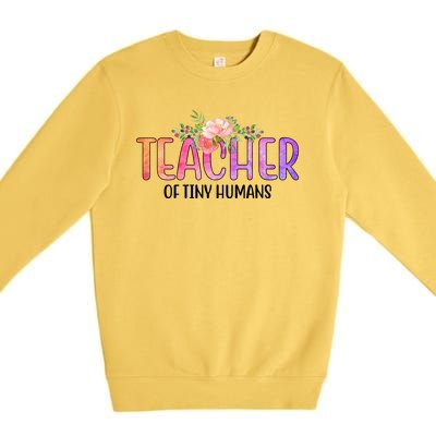 Teacher Of Tiny Humans Floral Premium Crewneck Sweatshirt