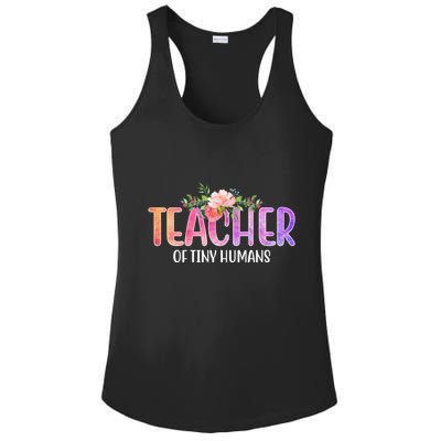 Teacher Of Tiny Humans Floral Ladies PosiCharge Competitor Racerback Tank