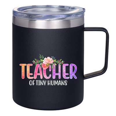 Teacher Of Tiny Humans Floral 12oz Stainless Steel Coffee Mug