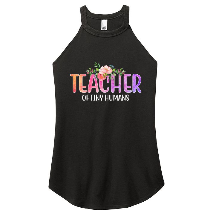 Teacher Of Tiny Humans Floral Women's Perfect Tri Rocker Tank
