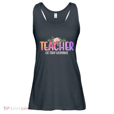 Teacher Of Tiny Humans Floral Ladies Essential Flowy Tank