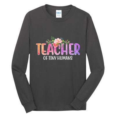 Teacher Of Tiny Humans Floral Tall Long Sleeve T-Shirt